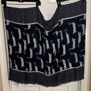 Ann Taylor Loft Navy and Mint Green Infinity Scarf